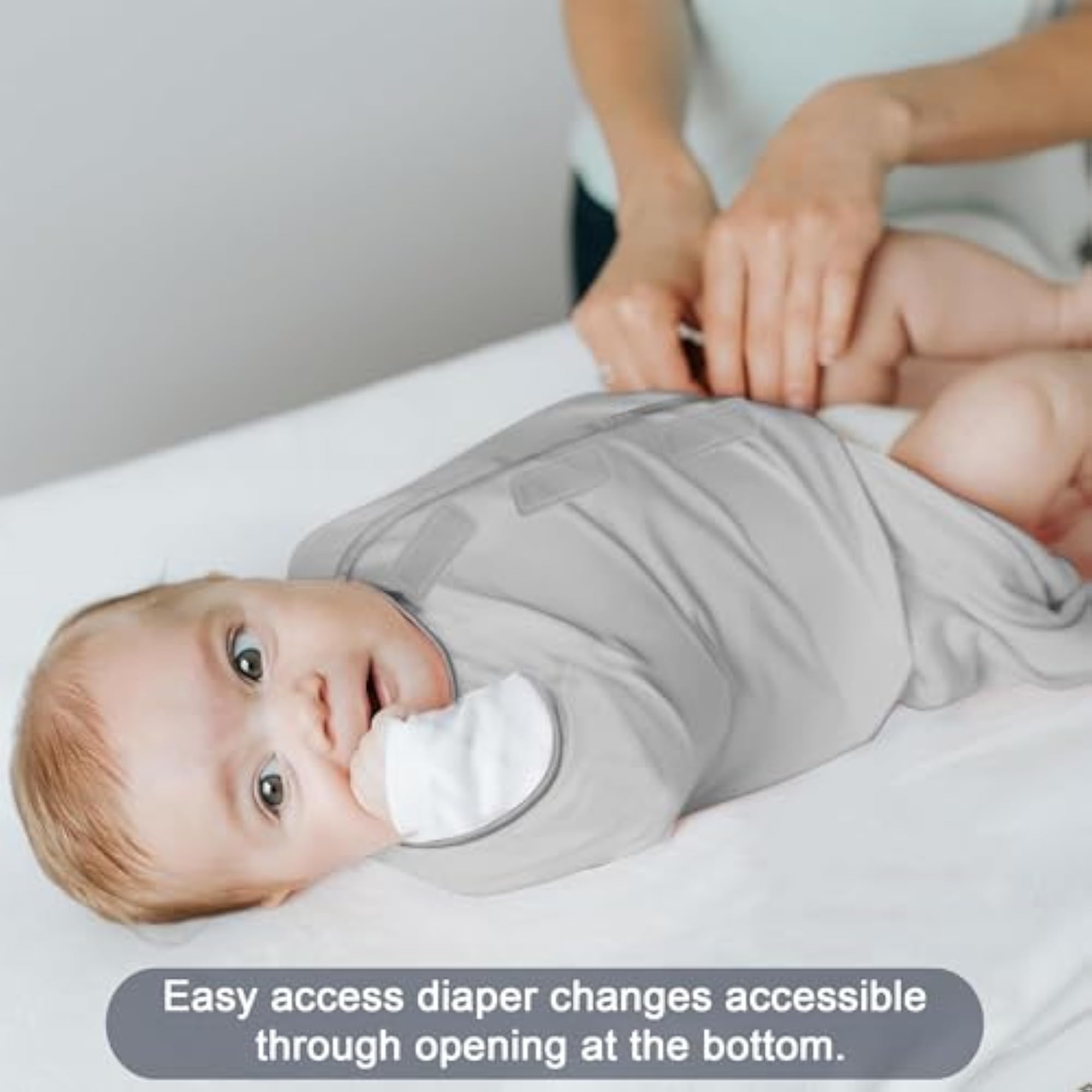 Soft Stretchable Baby Blankets, Adjustable Swaddle Wrap, Grey